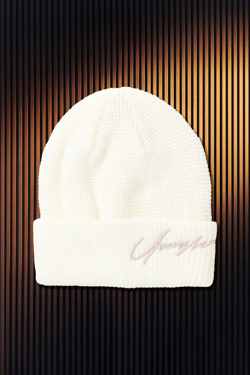 Men's YoungLA Gym 906 Signature Beanies Beanies Antique White | PE5913-260 USA