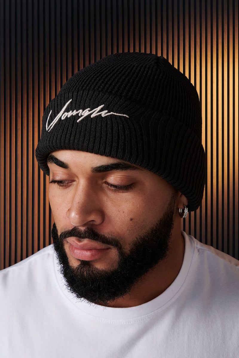 Men's YoungLA Gym 906 Signature Beanies Beanies Antique White | PE5913-260 USA