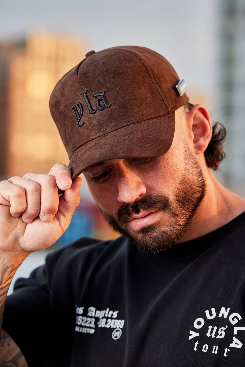 Men's YoungLA Gym 915 YLA Suede Hats Hats Black | XZ1248-903 USA