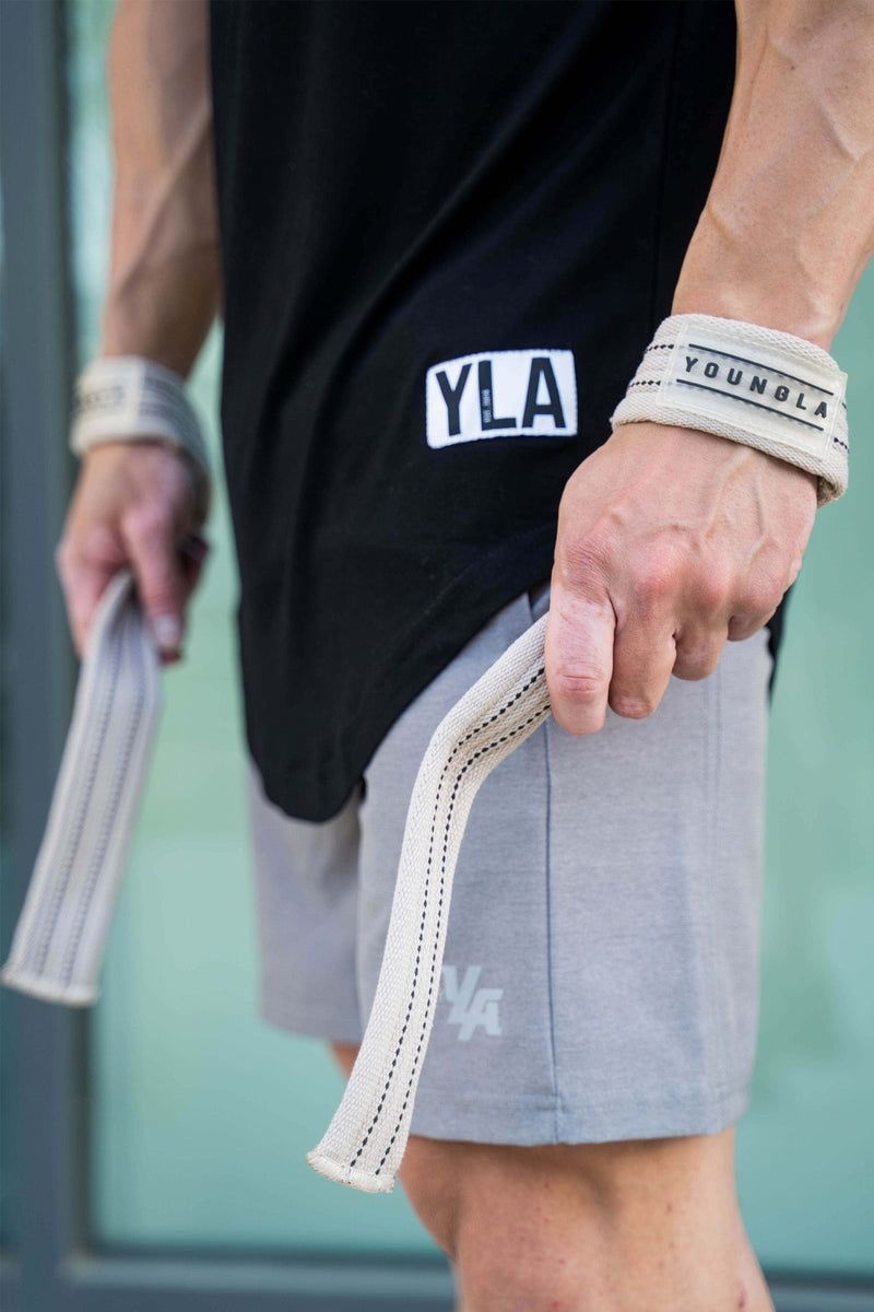 Men's YoungLA Gym 917 Lifting Straps Wrist Wraps Black | NK2481-069 USA