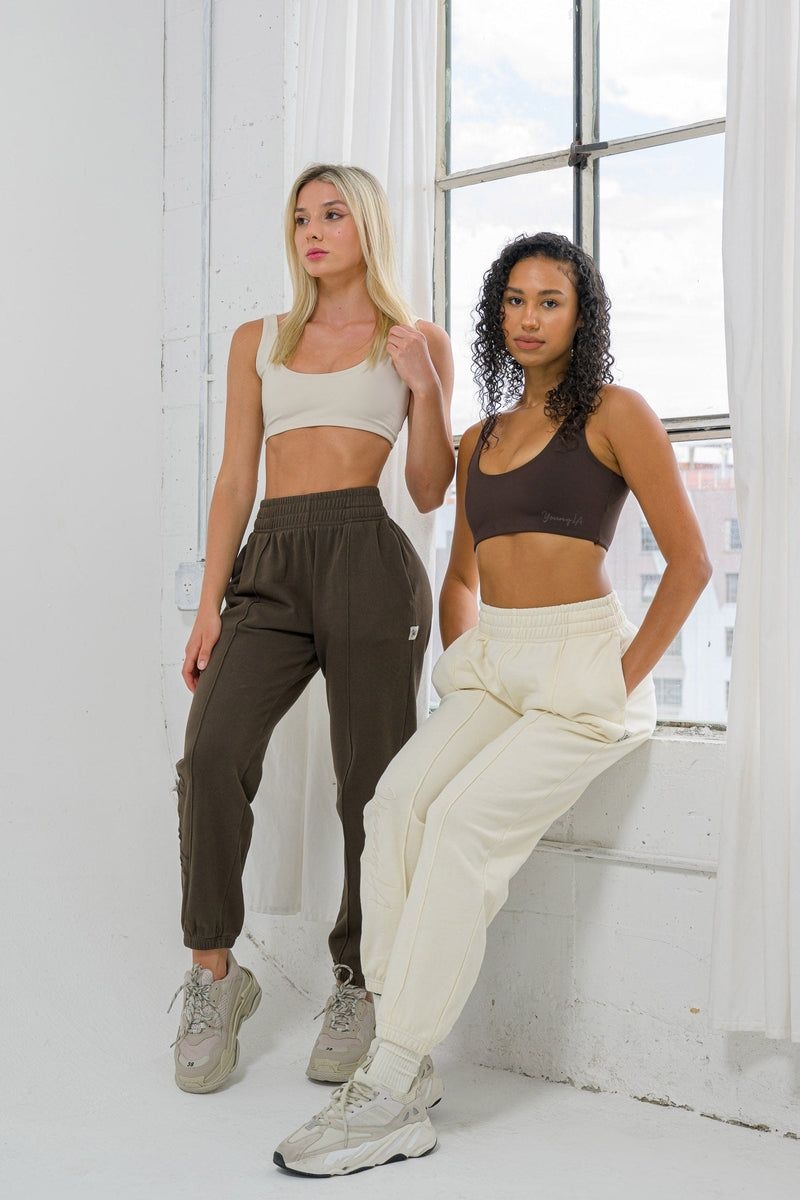 Women's YoungLA Gym W202 Script Joggers Pants Brown Wash | HW0238-951 USA