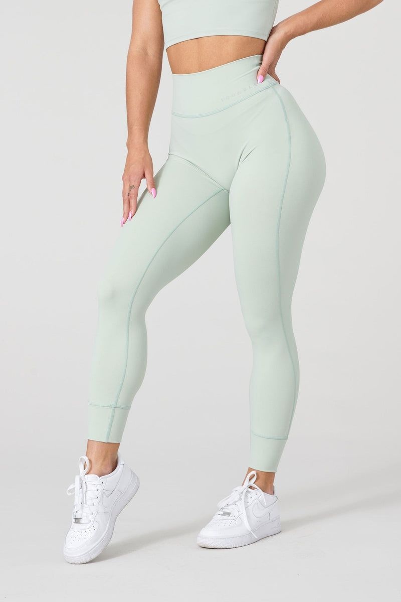 Women\'s YoungLA Gym W212 Progress Leggings Leggings Sage Green | BR6495-821 USA