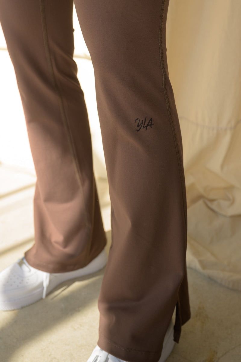 Women's YoungLA Gym W213 Asana Flare Leggings Leggings Milk Chocolate | NZ3165-479 USA