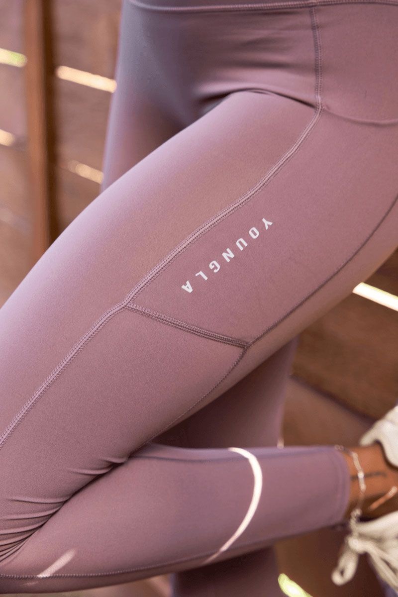 Women's YoungLA Gym W214 Power Leggings Leggings Plum Truffle | KQ3671-809 USA