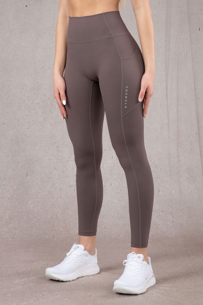 Women's YoungLA Gym W214 Power Leggings Leggings Plum Truffle | KQ3671-809 USA