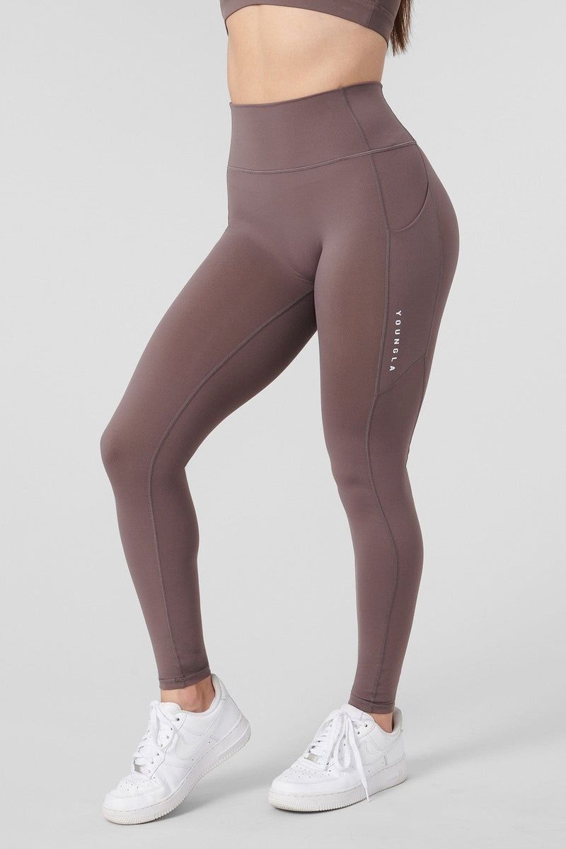 Women\'s YoungLA Gym W214 Power Leggings Leggings Plum Truffle | KQ3671-809 USA