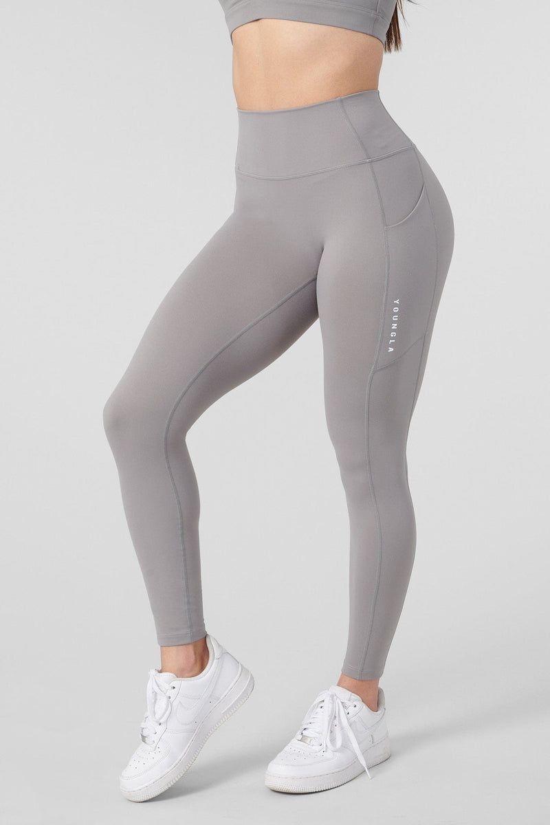 Women\'s YoungLA Gym W214 Power Leggings Leggings Stone Grey | CU8107-359 USA