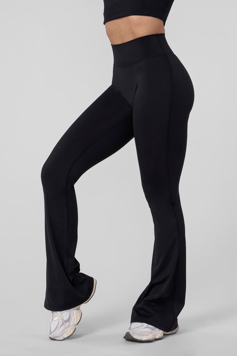 Women's YoungLA Gym W227 Curve Flare Leggings Leggings Black | OJ1982-034 USA