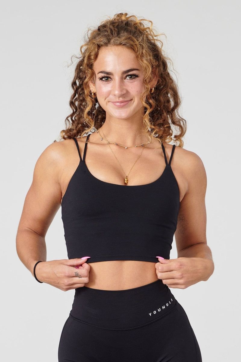 Women\'s YoungLA Gym W310 Progress Sports Bra Bras Black | QV2468-907 USA