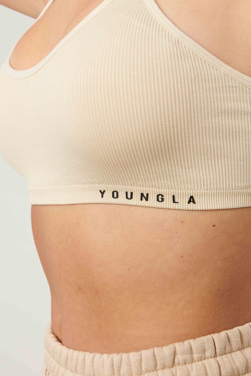 Women's YoungLA Gym W316 Ribbed Sports Bra Bras Coal | NV1970-648 USA