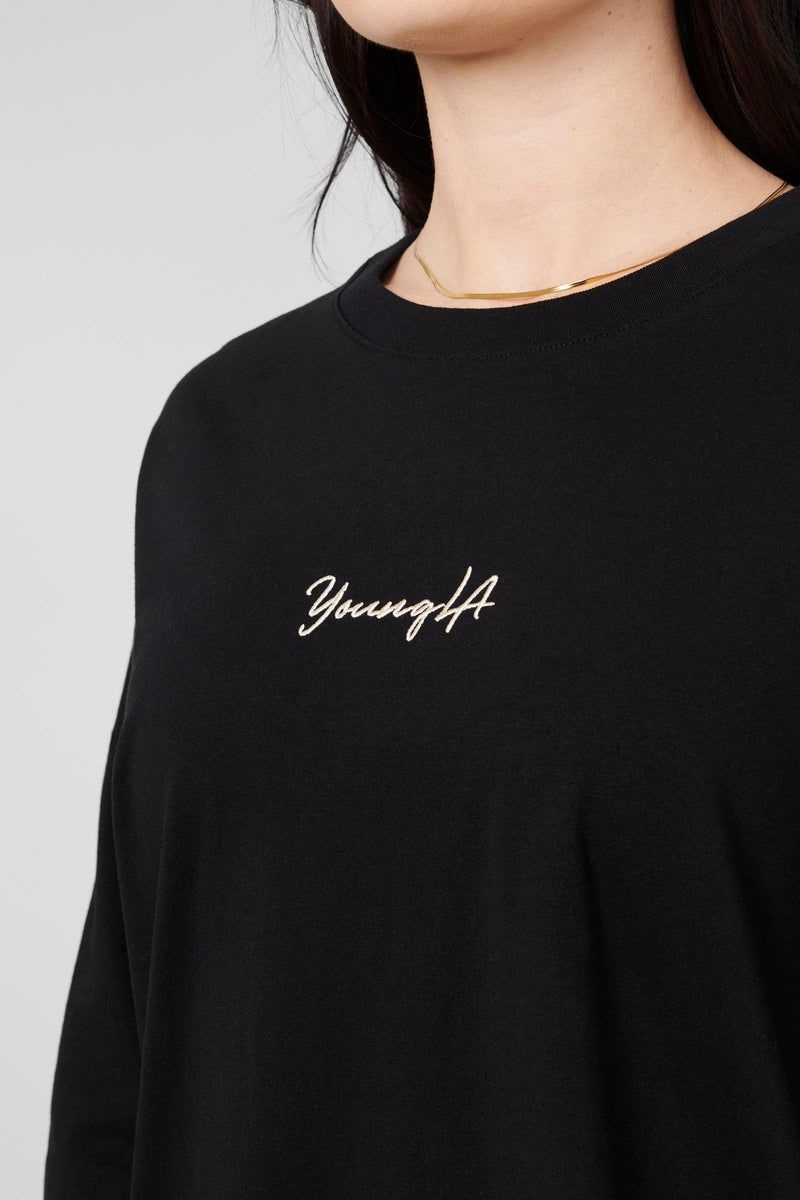 Women's YoungLA Gym W416 Retro Long Sleeve Fall 23 T Shirts Black | VJ7462-591 USA