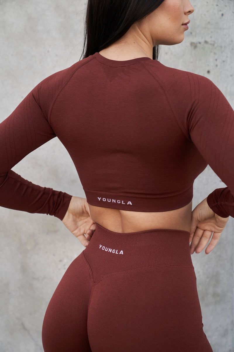 Women's YoungLA Gym W430 Curve Seamless Long Sleeve Sweatshirts Spicy | LE5243-681 USA