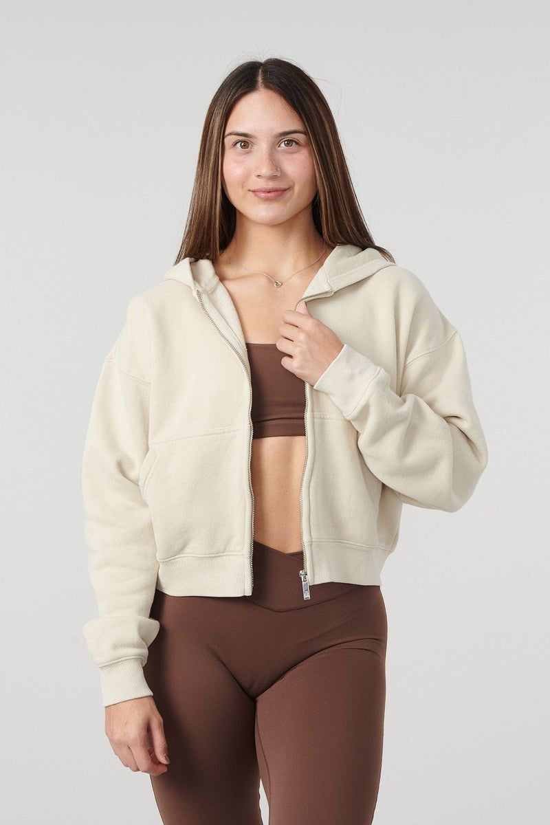 Women's YoungLA Gym W503 Essential Zip-up Hoodie Hoodies Brown | BS2396-415 USA