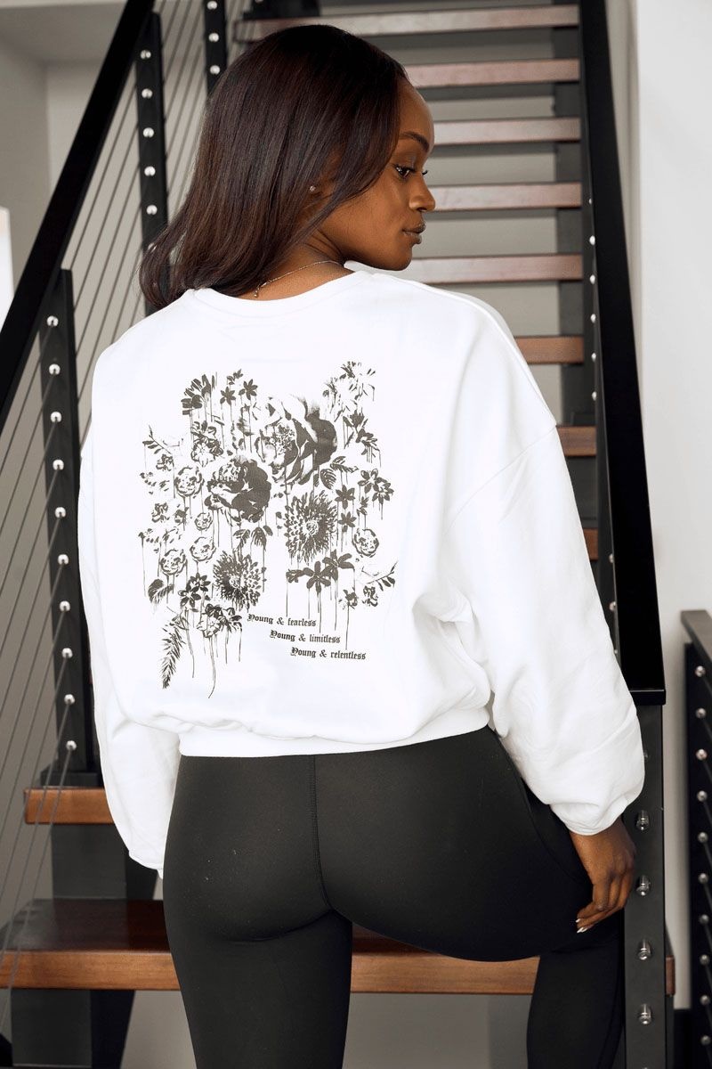 Women's YoungLA Gym W513 Willow Crewneck Sweatshirts Black Wash | MT5496-278 USA