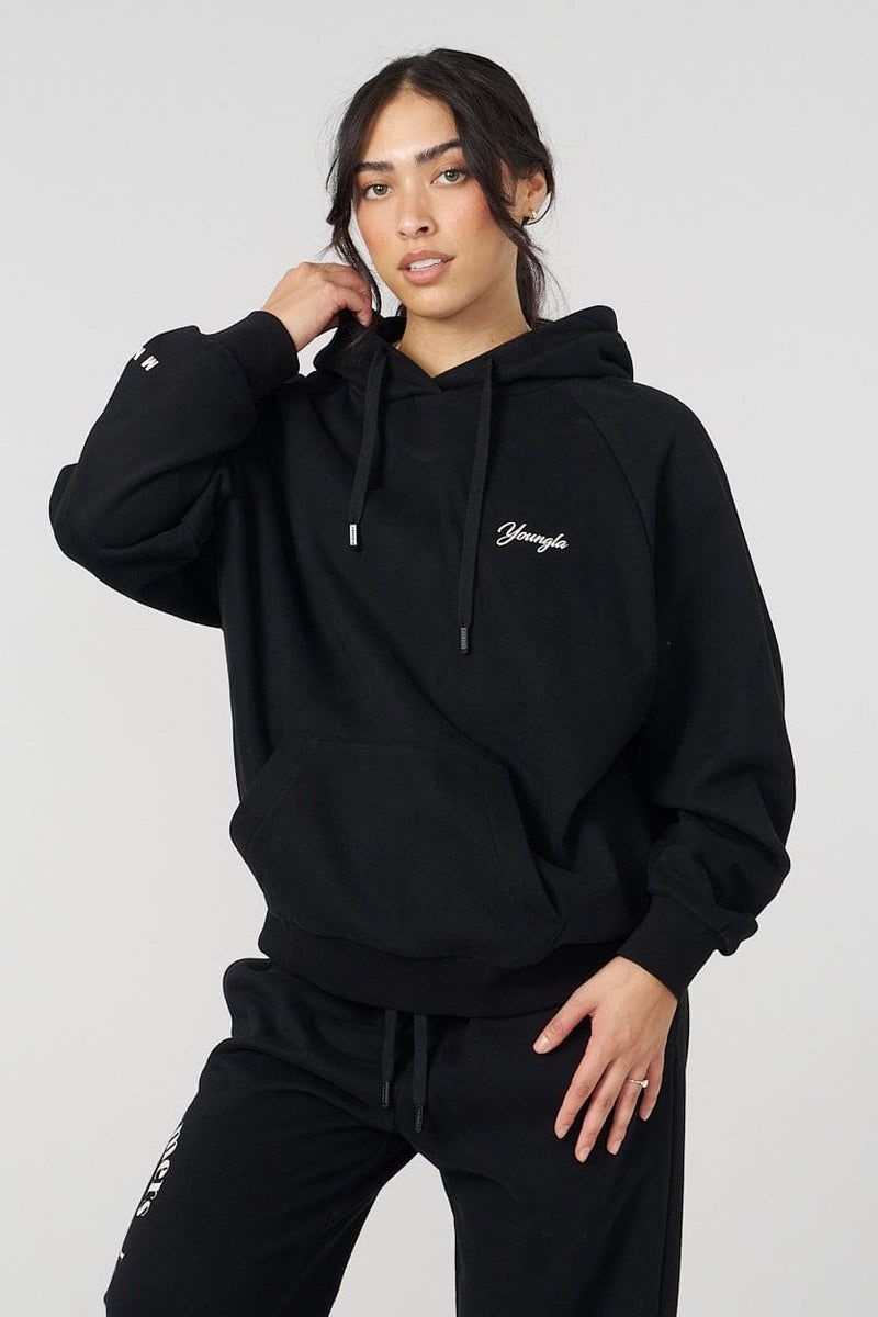 Women's YoungLA Gym W516 Revolve Hoodie Hoodies Black | AW1345-079 USA