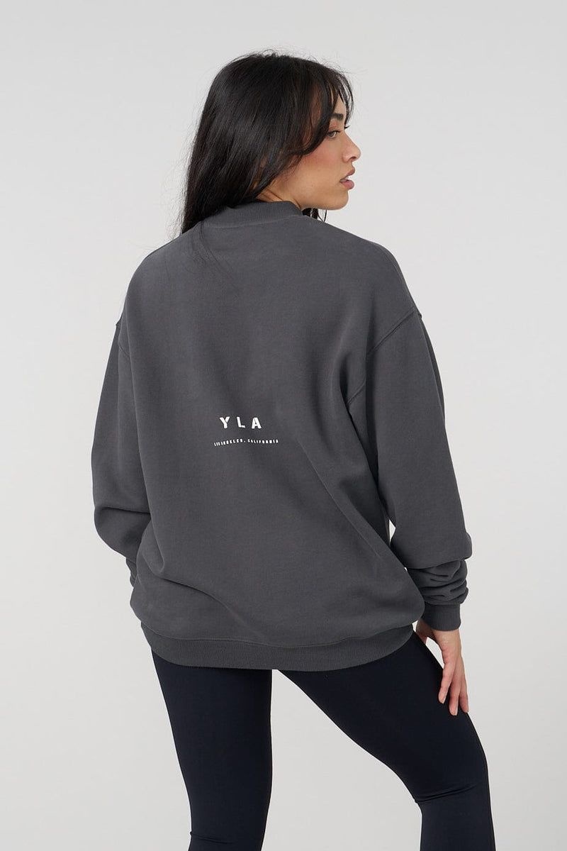 Women's YoungLA Gym W539 Eternal Crewneck Sweatshirts Black | VB9345-768 USA