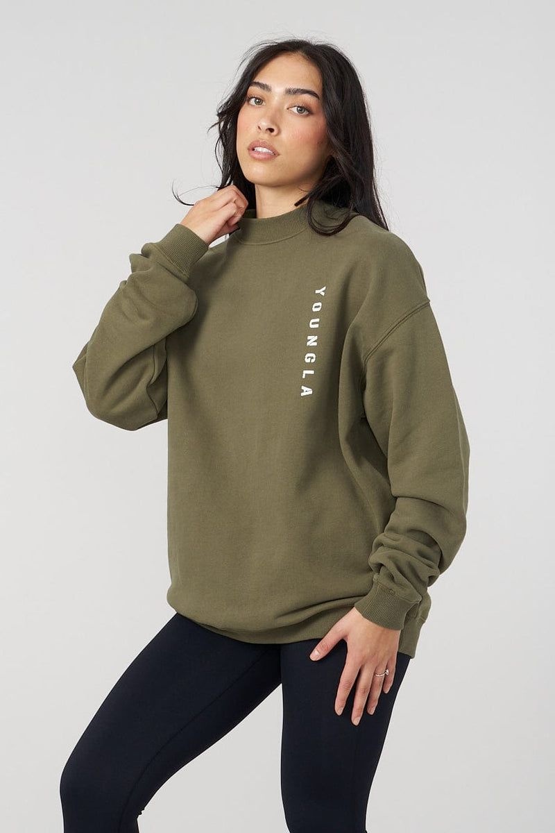 Women's YoungLA Gym W539 Eternal Crewneck Sweatshirts Black | VB9345-768 USA