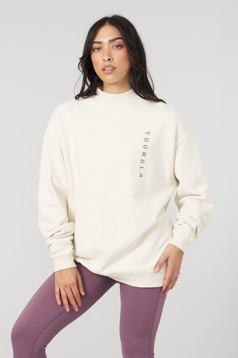 Women\'s YoungLA Gym W539 Eternal Crewneck Sweatshirts Off-White | IQ6937-421 USA